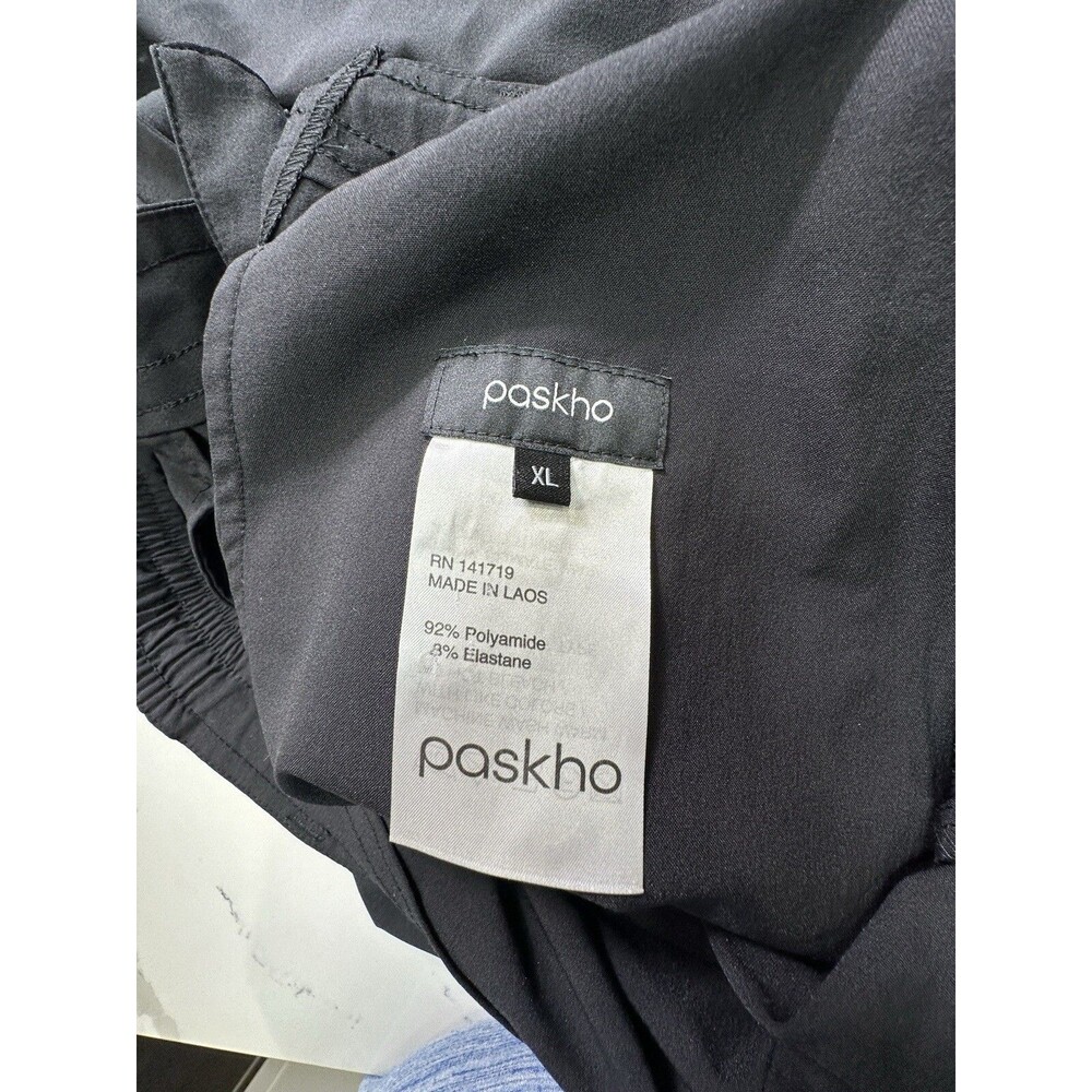 Paskho Sanctuary Cropped Pleated Stretch Tech Travel Pants Dark Black Size XL - Picture 3 of 3